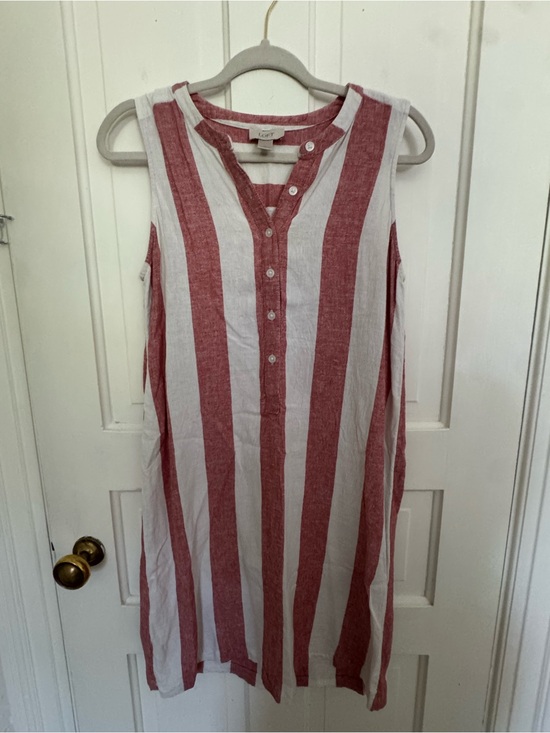 LOFT Dresses & Skirts - LOFT Red and White Striped Sleeveless Henley Tunic